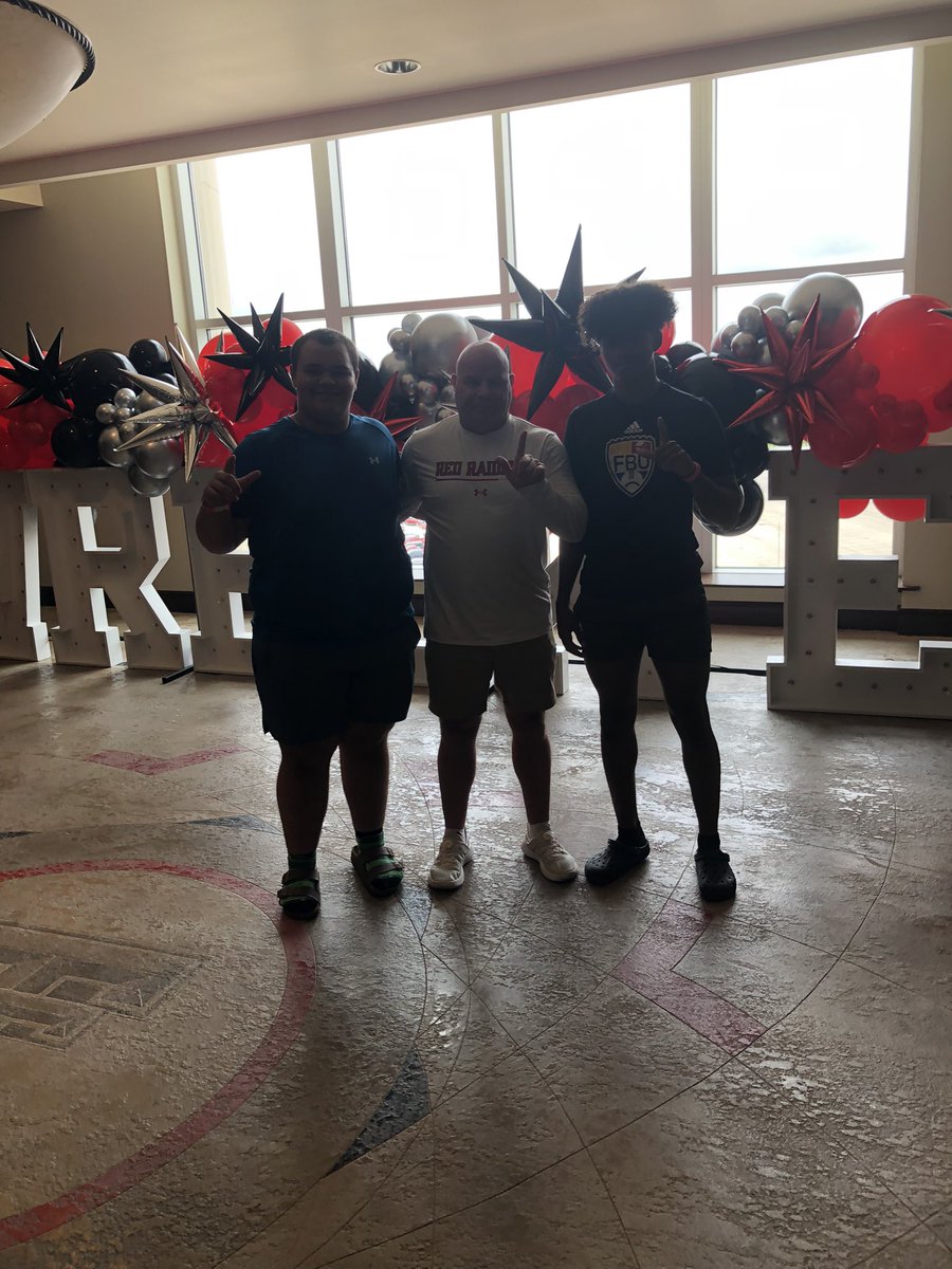 Took these two Landon Strassmann and Kaiden McCauley to Texas Tech Football Camp to meet two of the best high school football coaches I ever got to referee for. Coaches Perry and McGuire