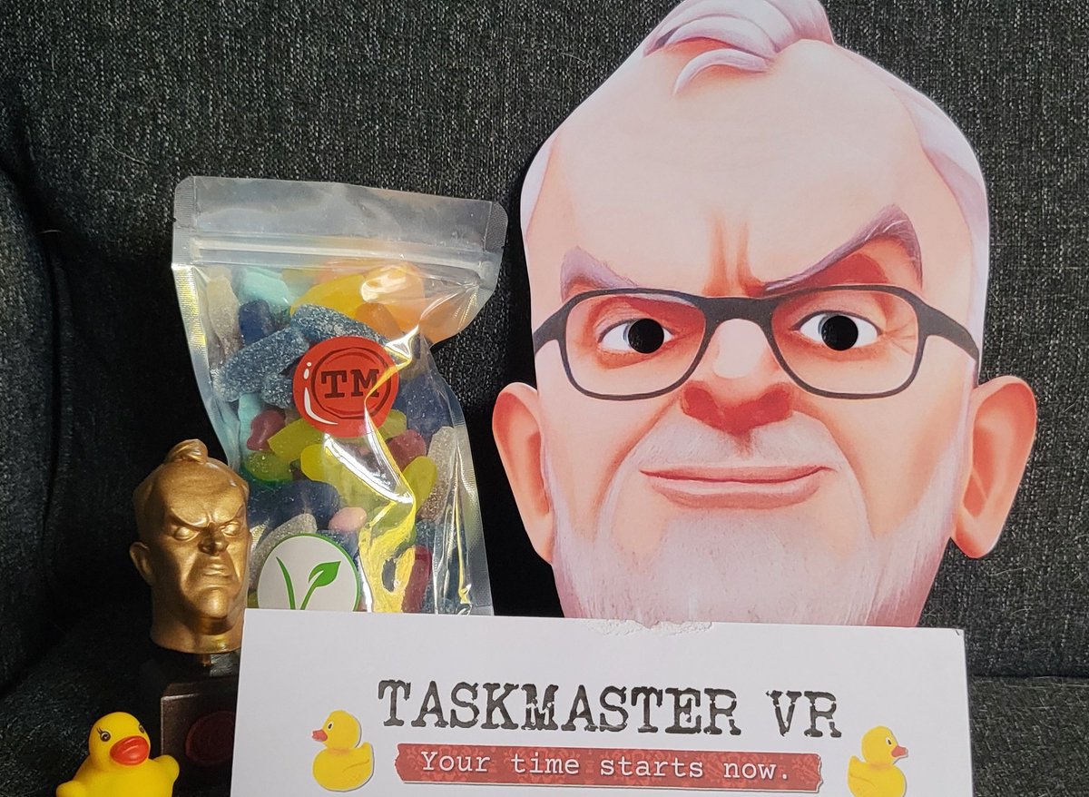 CrossButtonVR's tweet image. Huge thank you to @scallywagarcade for sending out these #TaskmasterVR goodie boxes to @ssAlex984 &amp;amp; @GamesWithTea. 

We're very much looking forward to playing the game.