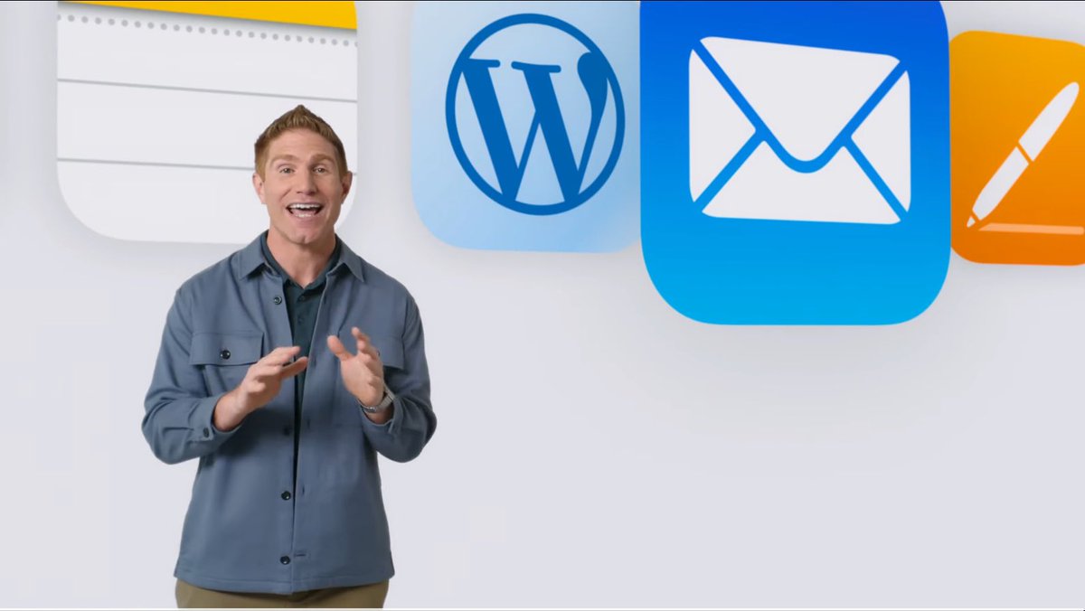 gowordify's tweet image. Apple showing WordPress some love in the writing tools section powered by Apple Intelligence section at #wwdc