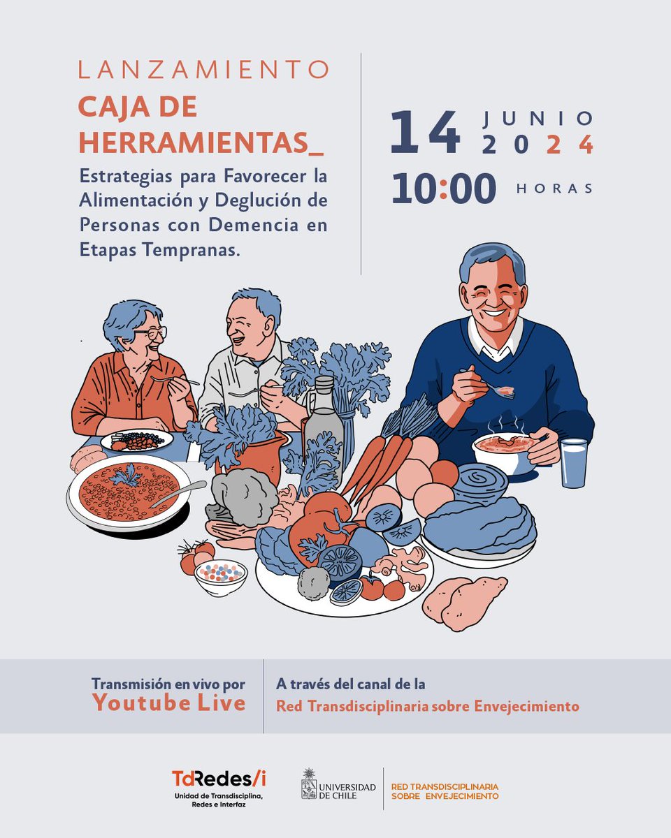 This Friday! Don't miss the launching of the Toolkit “Strategies to facilitate feeding and swallowing in people with dementia in early stages” in which I had the pleasure to collaborate and design! For English speakers: activate CC in YouTube <a href="/RedEn_UChile/">Red Transdisciplinaria sobre Envejecimiento - UCH</a>