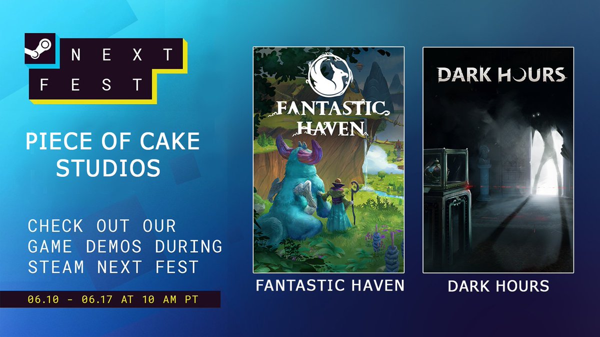 PoC_studios's tweet photo. #SteamNextFest has started! Check out our demos:

Fantastic Haven: Zoo Tycoon with Fantasy Creatures
Dark Hours:  a thrilling mix of Heist &amp; co-op Horror game
 
Check the comments to see more screenshots &amp; info. RT = ❤️

#indiedev https://t.co/u1bR9nEZ2l