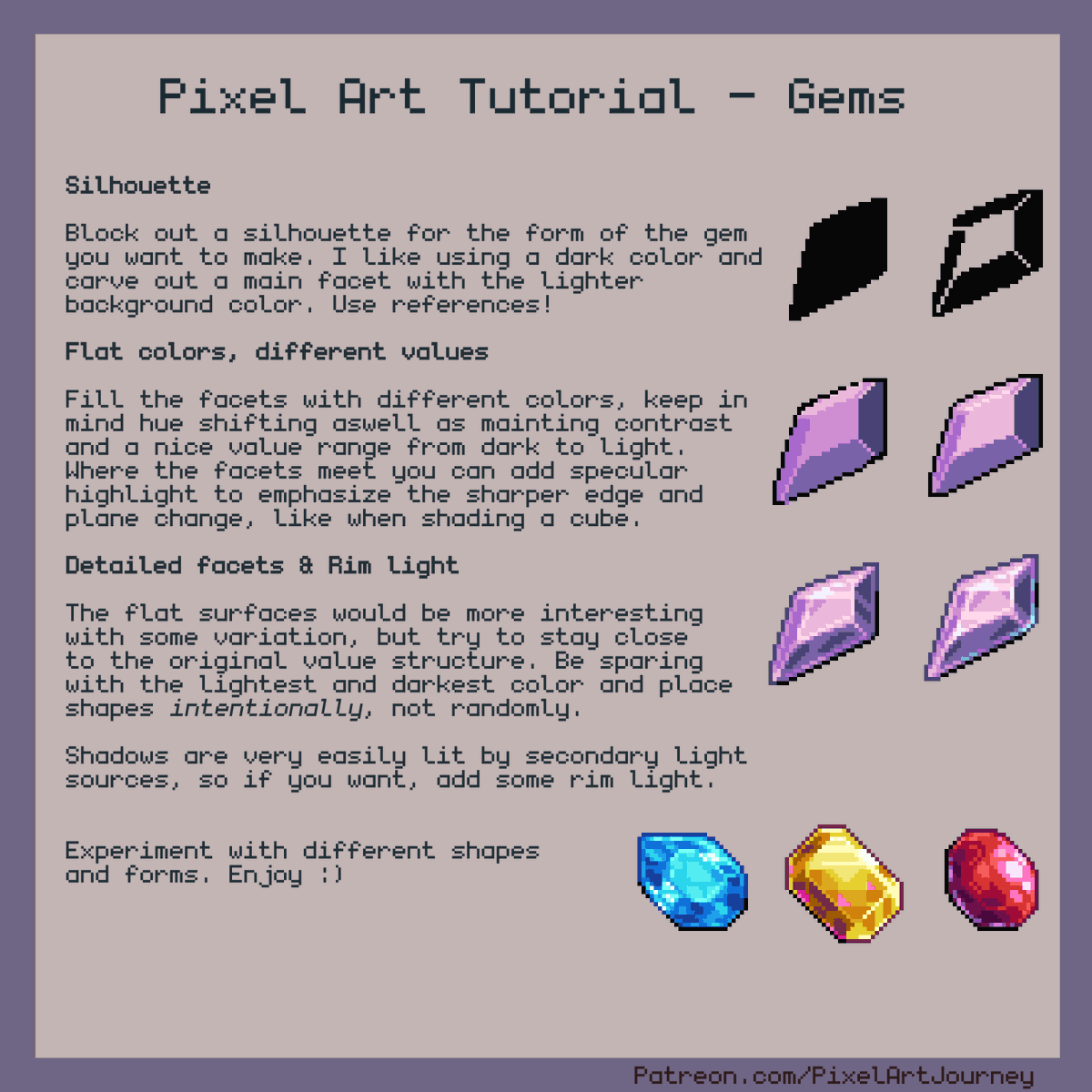 Gems from a while ago + my gem tutorial ✨ #pixelart