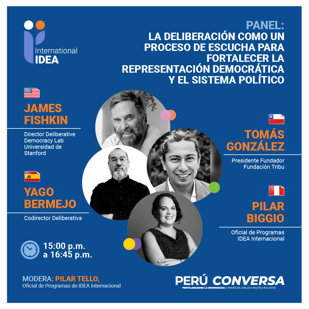Panel 3: La deliberación como un proceso de escucha para fortalecer la representación democrática y el sistema político con James Fishkin, <a href="/TomasDeTribu/">Tomás González Olavarría</a>, <a href="/iacocoba/">Iacocoba</a> y <a href="/pilibiggio/">pilar biggio</a>.

Modera: Pilar Tello.

🔴#EnVivo 📷 fb.watch/sD601dDxD1/