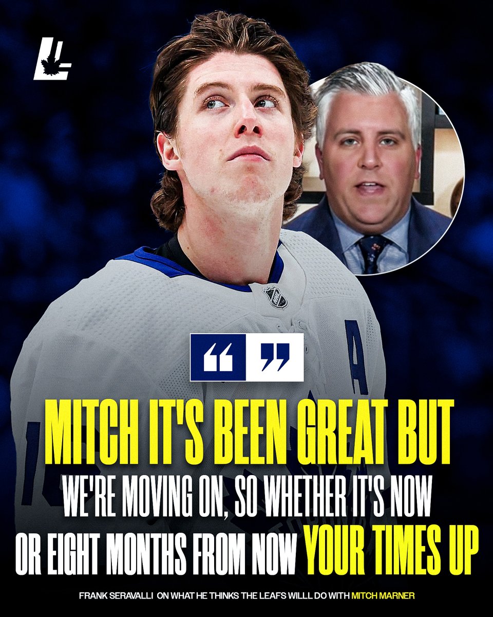 Frank Seravalli doubles down on his Mitch Marner take:

"I think the Leafs are going to make a play and basically back him into a corner over the next three weeks, saying, 'Mitch, it's been great, but we're moving on. So whether it's now or eight months from now, your time's