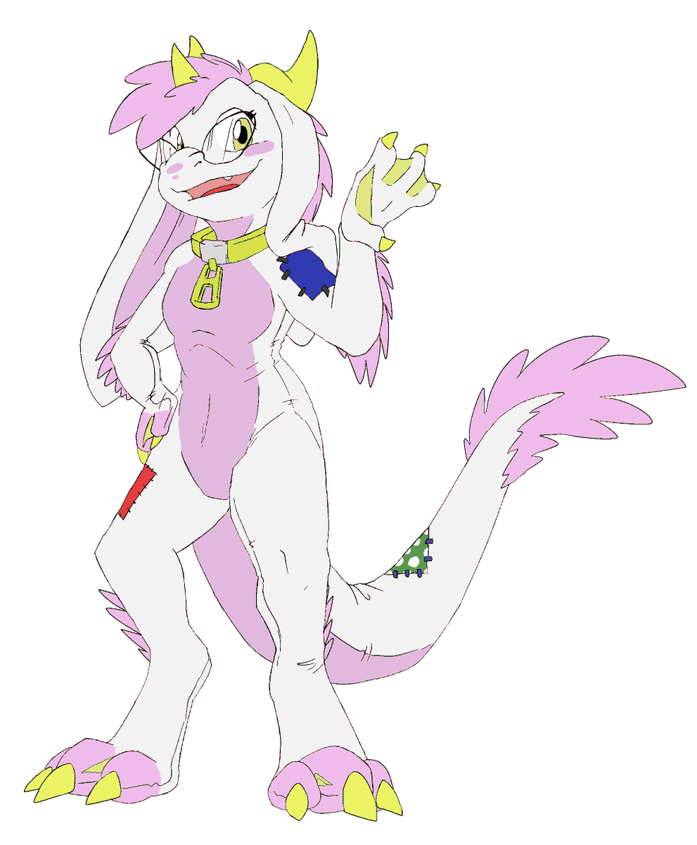 Look, I am a Raptor Thing (tm)!  All ready to hang out with the raptors.

Art by <a href="/kyrio5/">kyrio.bsky.social</a>
I cleaned and colored