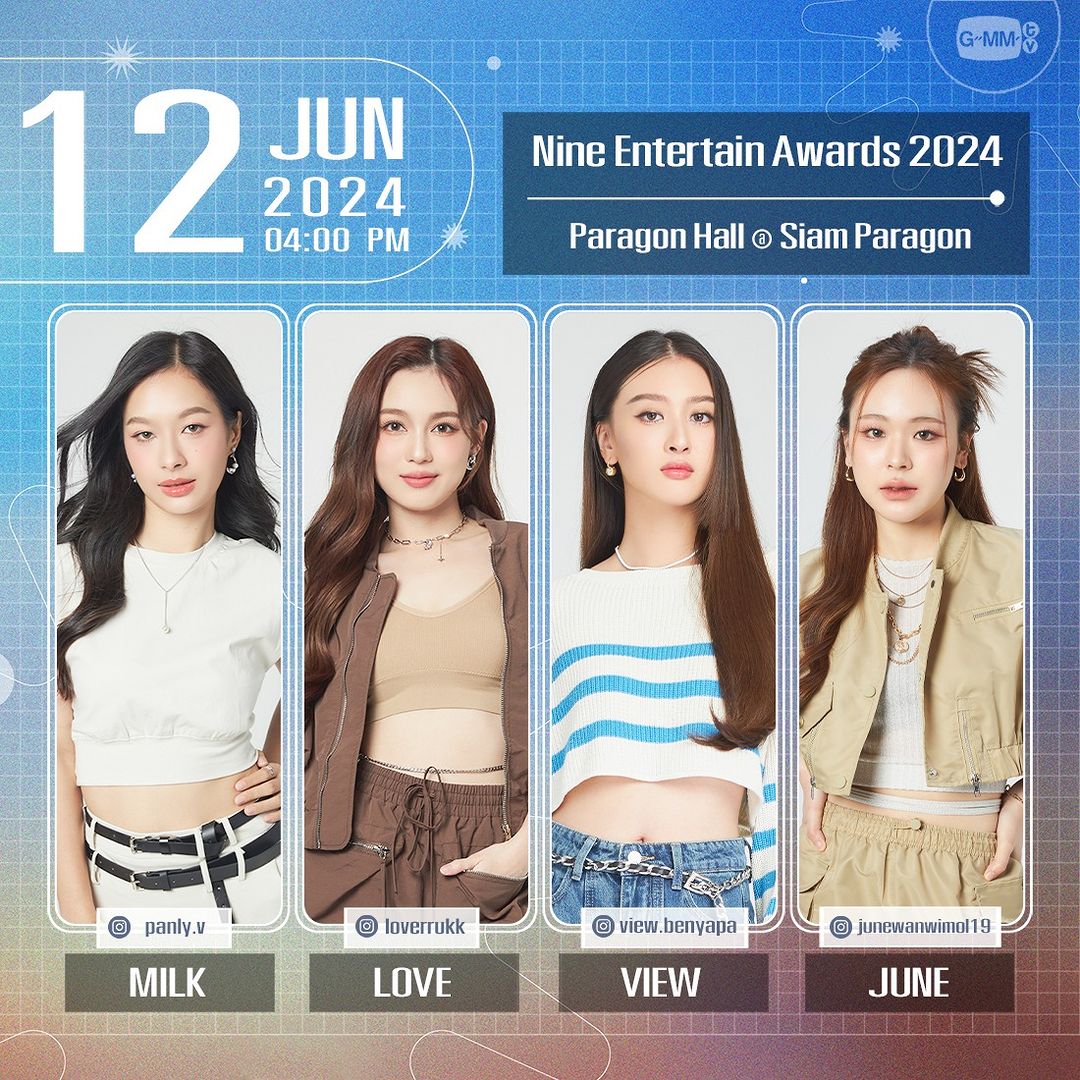 viewjunebr_'s tweet photo. 🚨 • Nesta quarta-feira, View, June, Milk e Love estarão juntas no evento Nine Entertain Awards 2024!!

🗓️ • 12.06.2024
⏰ • 16:00 BKK (06:00 BRT)
📍 • Paragon Hall, Siam Paragon

#วิวจูน #viewjune #Junewanwimol #viewbenyapa #MilkPansa #loverrukk https://t.co/1ZceesZ7rq