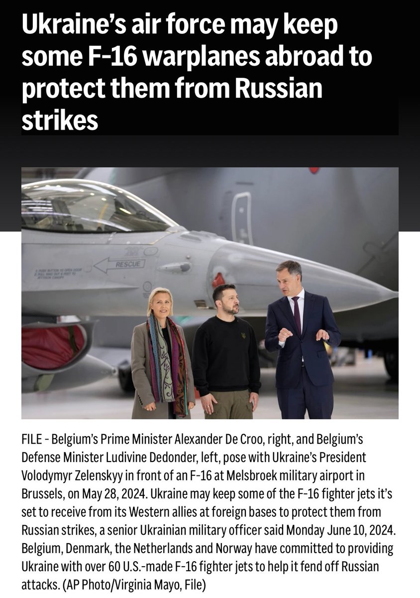 jetnewsusa's tweet photo. 🚨Ukraine’s Air Force is looking to keep some F-16’s near by to protect them from Russian strikes!
#aviation #UKRAINE #news #fighterjetsworld #Avgeeks https://t.co/e4wdKHfYHL