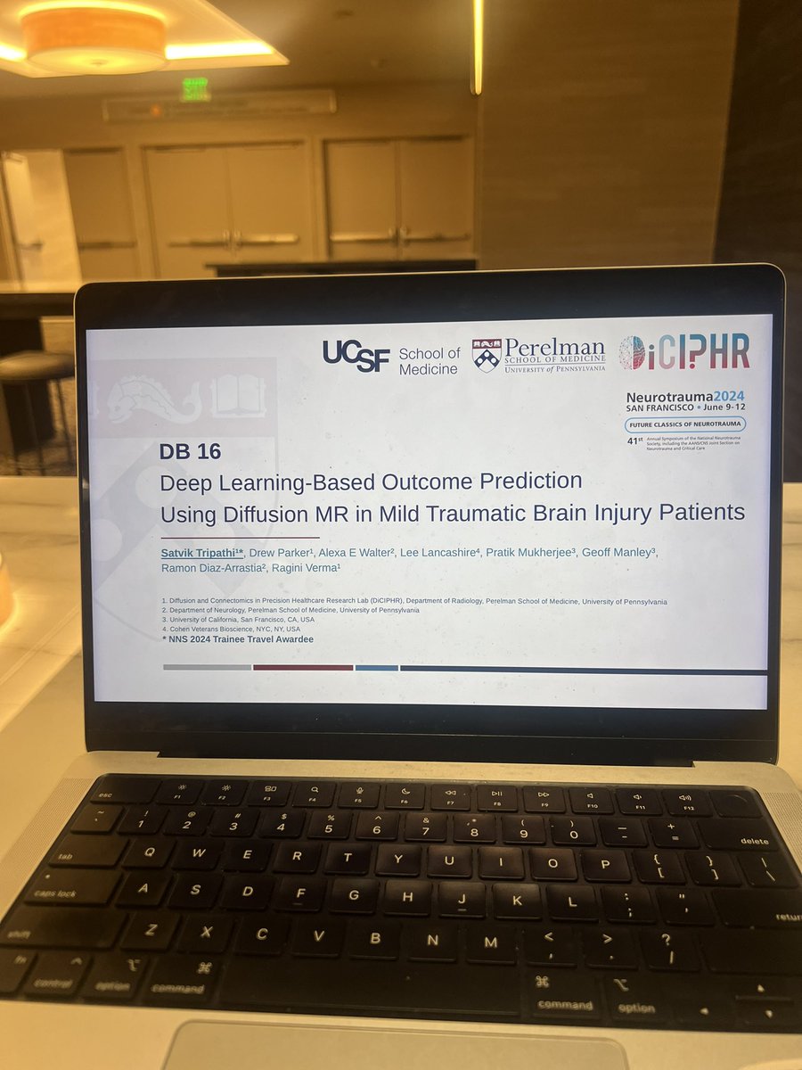 Satvik Tripathi (@satvikt_ai) on Twitter photo Learn more about application of AI in outcome prediction following mTBI at the data blitz (DB16) talk at 1 pm.
Step towards imaging and patient specific marker 🧠
#nns2024 <a href="/Neurotrauma/">NeurotraumaSociety</a> Learn more about application of AI in outcome prediction following mTBI at the data blitz (DB16) talk at 1 pm.
Step towards imaging and patient specific marker 🧠
#nns2024 <a href="/Neurotrauma/">NeurotraumaSociety</a>