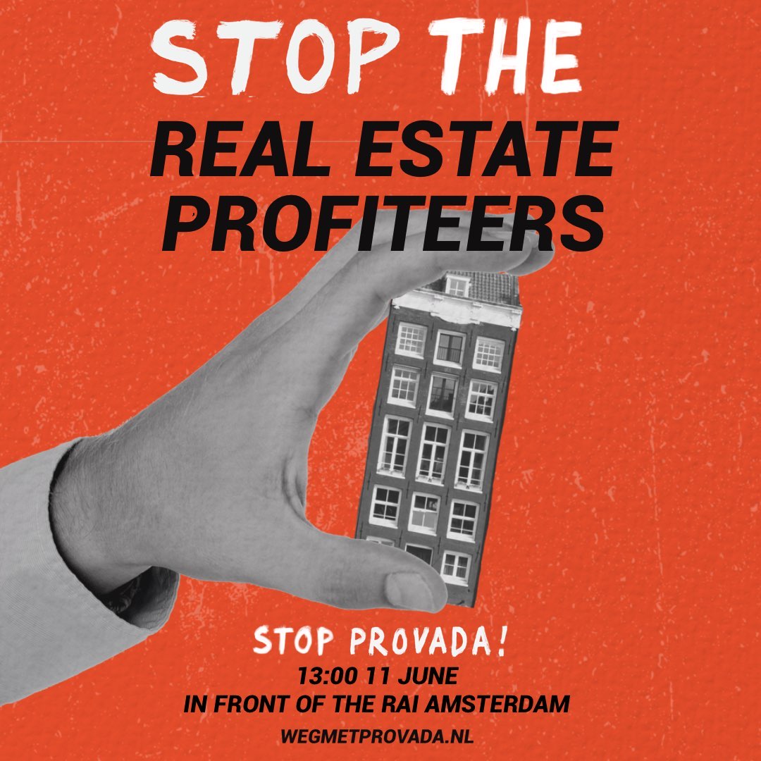 Tomorrow, 11th June, protests are taking place in #Amsterdam and #Berlin. 

<a href="/woonopstand/">@woonopstand</a> is mobilising against <a href="/PROVADAre/">PROVADA</a>, the Dutch national real-estate fair, and <a href="/SHeimstaden/">StopHeimstaden</a> and <a href="/MietenwahnsinnB/">#Mietenwahnsinn-Bündnis</a> are mobilising against <a href="/ZIAunterwegs/">ZIA Zentraler Immobilien Ausschuss</a>, Germany's largest real-estate union's event.