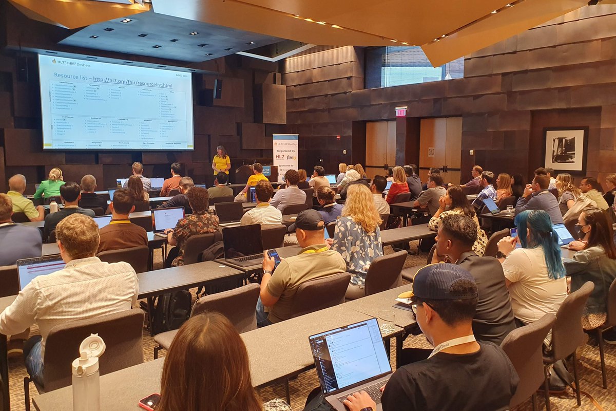 FirelyTeam's tweet image. The perfect introduction to #FHIR! Firely’s (@HL7 certified) trainer, @mirjam_baltus, introduced attendees to some of the core #FHIR concepts while FHIR connoisseur Virginia Lorenzi explored different use cases for FHIR 👩‍🏫 And that brings us to lunch at #FHIRDevDays 🔥