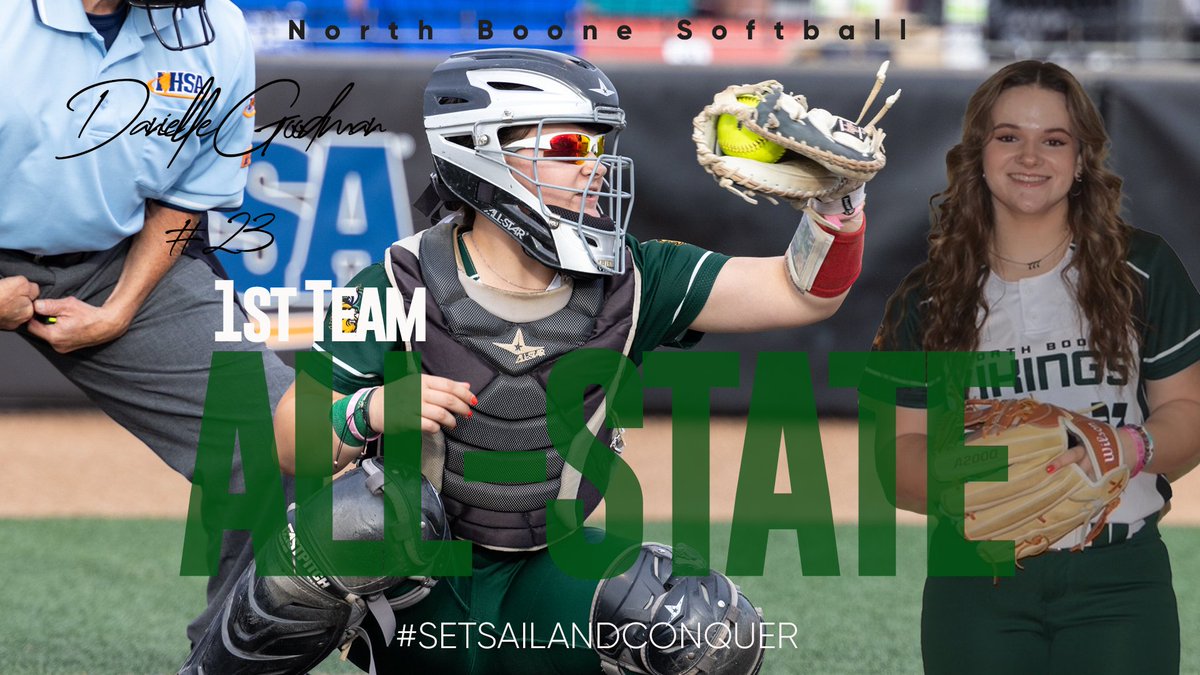 North Boone Softball (@nbvikessoftball) on Twitter photo Congrats to <a href="/d_goodman23/">Danielle Goodman</a> on being selected to ICA 1st Team All-State!!! Thank you for a great career!
#SetSailAndConquer Congrats to <a href="/d_goodman23/">Danielle Goodman</a> on being selected to ICA 1st Team All-State!!! Thank you for a great career!
#SetSailAndConquer