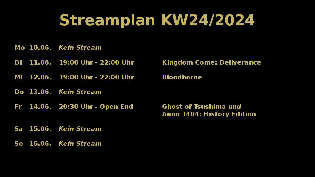 Mr_Bottomtooth's tweet photo. Hier ist der Streamplan für die neue Woche. :) https://t.co/6jyBrAgaph