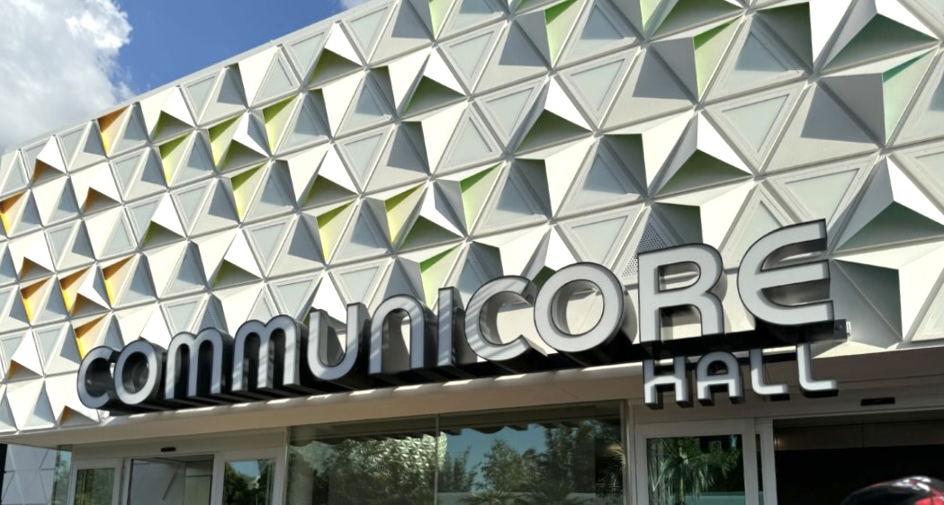JimShull's tweet photo. I need someone to explain why this new building/event space is named after an old building/old area in Future World.  The entire area was renamed World Celebration.  Why isn’t this new building named Celebration Hall? #WDW #Epcot #Communicore https://t.co/m2zq5h1dTG