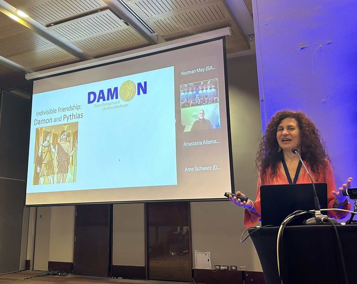 Natassa Ailamaki <a href="/ailamaki/">Anastasia Ailamaki</a> telling the story of how <a href="/DaMoN_workshop/">DaMoN Workshop</a> was born 20 years ago #DAMON2024 <a href="/SIGMODConf/">ACM SIGMOD/PODS</a>