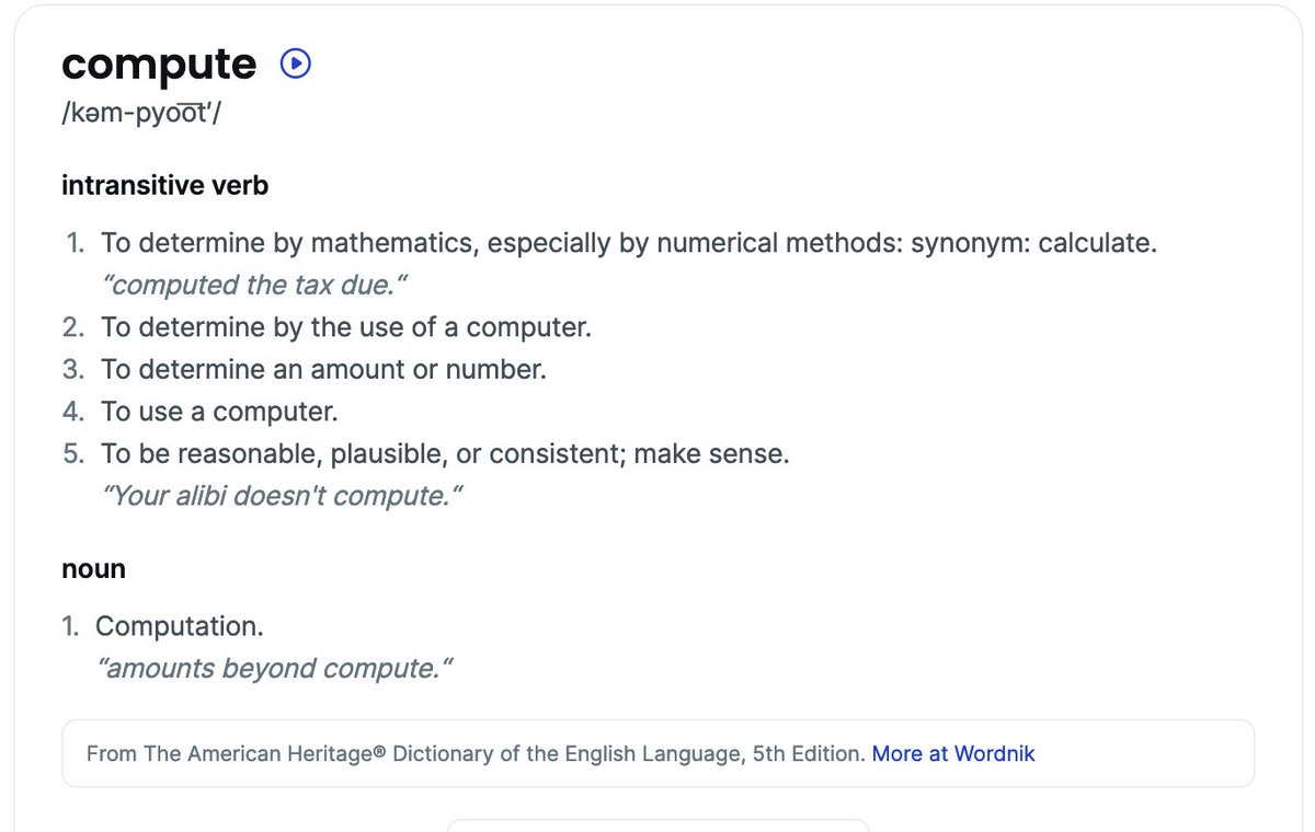 vprwr's tweet photo. Will never accept compute as a noun. Literally just say computation https://t.co/AnI0MrNAKk