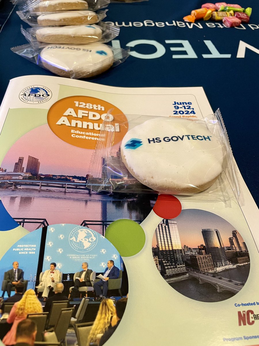 HSGovTech's tweet image. Are you attending @afdonews AEC in Grand Rapids, Michigan?

Come see us at our booth and get a HS GovTech Cookie and other swags. We’re here today and tmrw. #AFDO #FoodSafety