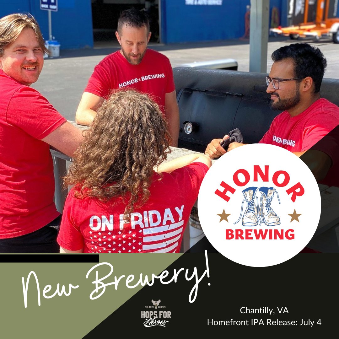 soldiersangels's tweet photo. The #HopsforHeroes list continues to grow! In a little over a month, @HonorBeer, a Veteran-owned brewery in Loudon, Virginia will release their #HomefrontIPA on July 4th. The brewery was founded by Army Veteran Allen O. Cage, Jr. to honor Veterans and Service Members. https://t.co/y64sMudGtZ