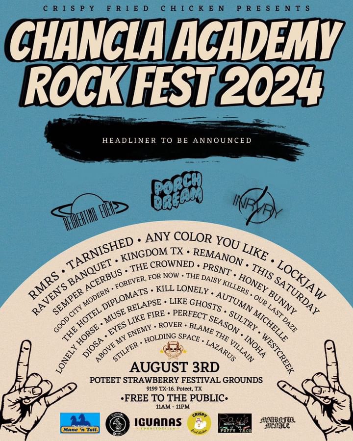 Sat. Aug. 3rd, You can catch us at the Poteet Strawberry Festival Grounds in Poteet, TX for Chancla Academy’s 2nd Annual Rock Fest . It’ll be free, from 11am-11pm &amp; full of groovy bands. Headliner will be announced soon so stay tuned🤘🏼.

#HotelDiplomats #weareallhoteldiplomats