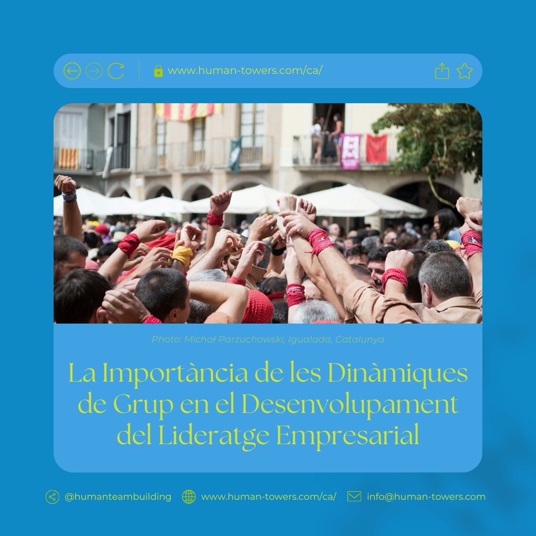 HumanTower's tweet image. Nou article al blog! 📈 Descobreix com les dinàmiques de grup poden millorar el lideratge empresarial i la cohesió d’equip.

Llegeix ara!
human-towers.com/ca/?p=7402

#DinàmiquesDeGrup #LideratgeEmpresarial #TeamBuilding