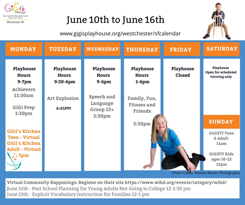 GiGisWNY's tweet photo. Check out our Playhouse open times and programs this week!
Group Speech is back for our teens and adults!
Register - https://t.co/swOhgN7lD1
#gigisplayhousewestchester #purposefulprograms https://t.co/X5IzQBk7Rl