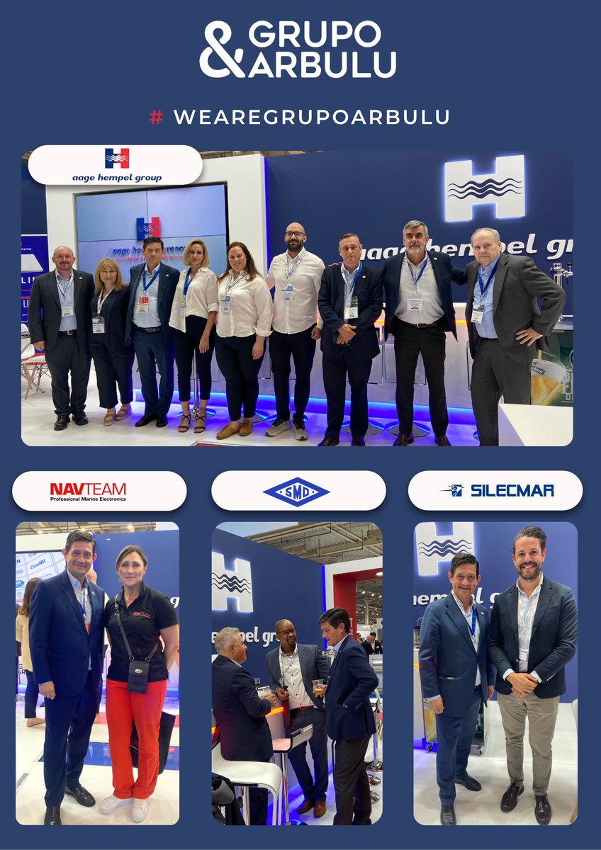 grupoarbulu's tweet photo. Itโs been a busy and exhilarating week at @PosidoniaEvents! @aagehempel stand was buzzing with activity, welcoming clients, partners, and industry pros, plus our @grupoarbulu companies: @Silecmar, #NAVTEAM, #SMD and @MarineInstrumen. Thanks for joining us! #wearegrupoarbulu https://t.co/Zbrgmwsq6H