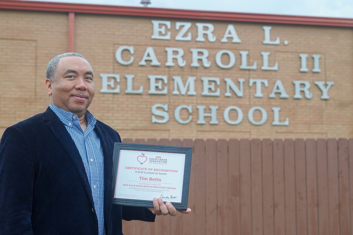 CorsicanaISD's tweet photo. The H-E-B Excellence in Education program pays tribute to educators who go the extra mile to serve their students &amp; inspire their communities. One such educator is Carroll Elementary School Principal Tim Betts, who was recently named a state finalist. For more, visit our website. https://t.co/0OxMJ7QbE5