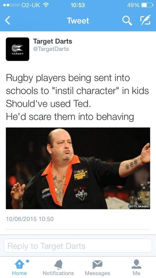 This tweet aged well <a href="/TargetDarts/">Target Darts</a> 😂