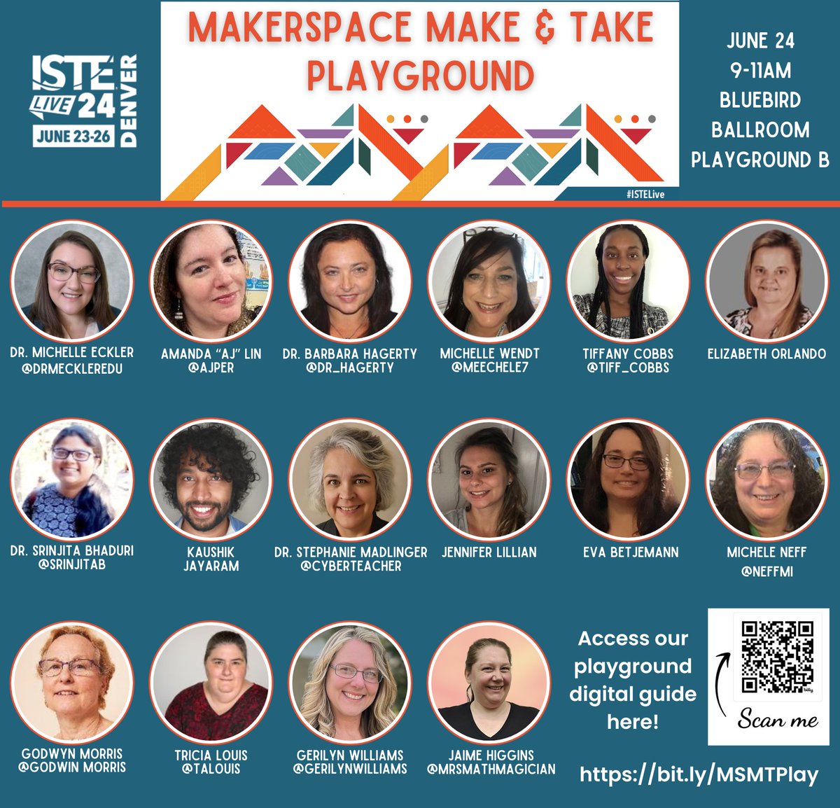 DrMEcklerEDU's tweet photo. Can you believe there are only 13 more sleeps until our MakerSpace Make and Take Playground?  I'm getting excited!  Want to know more about what we are presenting?  Check out our digital guide!!! https://t.co/O0THzEk6ZK 
@ISTEofficial @ISTEcommunity https://t.co/pj1uuzoXr9