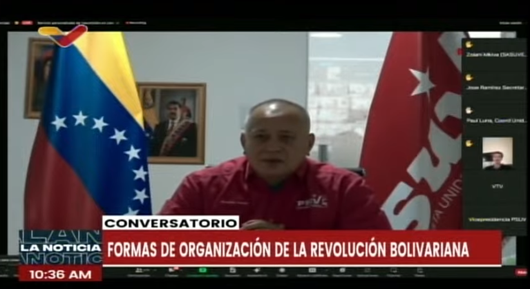 PartidoPSUV's tweet photo. "Hemos soportado golpes de Estado, invasiones promovidas por gobiernos vecinos, cuando estaba el señor Duque en Colombia, se reunió un 23 de febrero junto a un grupo de presidentes, para presenciar la invasión de nuestro país, eso fue derrotado gracias a la unión cívico militar policial", Diosdado Cabello. 

@dcabellor 
#NicoTieneLasRiendas