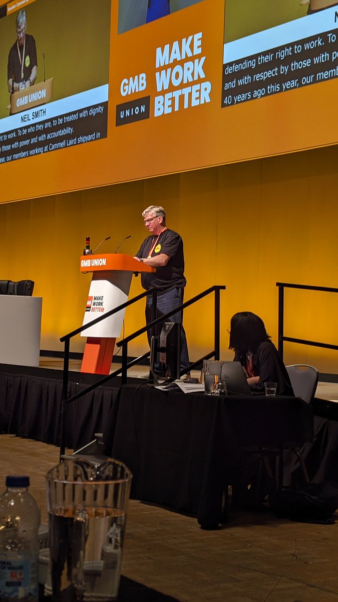 gmbbolton23's tweet photo. @neilsmithgmb is always one of our biggest supporters but today we get to be his! 
Highlighting the importance of Cammell Laird and the treatment our comrades suffered 40 years ago. 
 👍 Good union man 👍 

#GMB24 https://t.co/UgbN0ctk4t