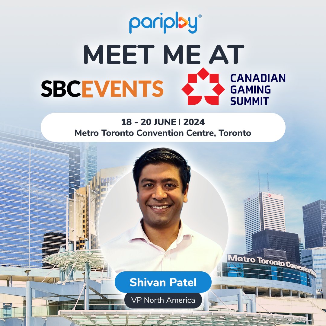 🎉 Don't miss your chance to connect with our top management!  

🗓️June 18-20, 2024
📍Metro Toronto Convention Centre

Ashley Bloor, Director of Partnerships
Shivan Patel, VP of North America

Scedule a meeting here: pariplayltd.com/contact/ 

#igaming #aggregation #fusion