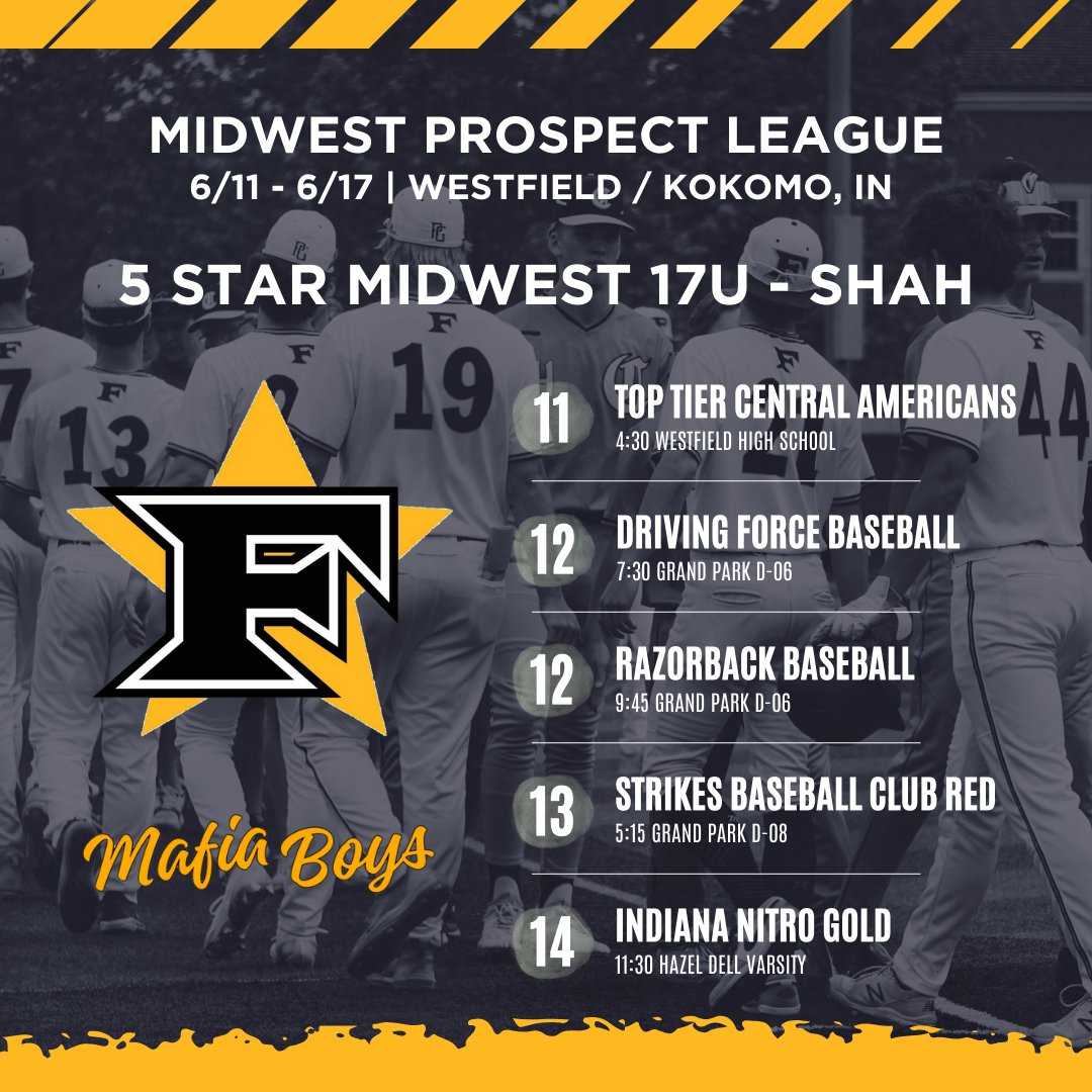 5 Star Midwest 2025 (@5starmidwest_25) on Twitter photo Looking forward MLP in Westfield. Below is our schedule for the week. <a href="/5StarMidwest/">5 Star Midwest</a> #maFiaBASEBALL Looking forward MLP in Westfield. Below is our schedule for the week. <a href="/5StarMidwest/">5 Star Midwest</a> #maFiaBASEBALL