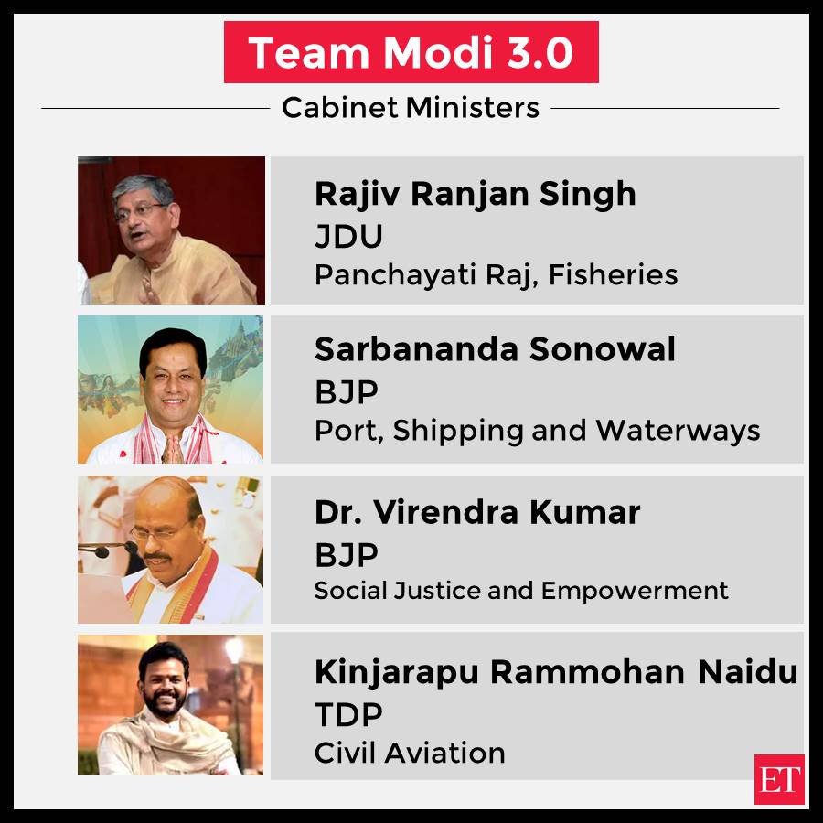 EconomicTimes's tweet image. #ModiCabinet3.0 complete list: All #portfolios allocated, here are the full details ➠ tinyurl.com/25v2sor3
#CabinetMeet #TeamModi3.0