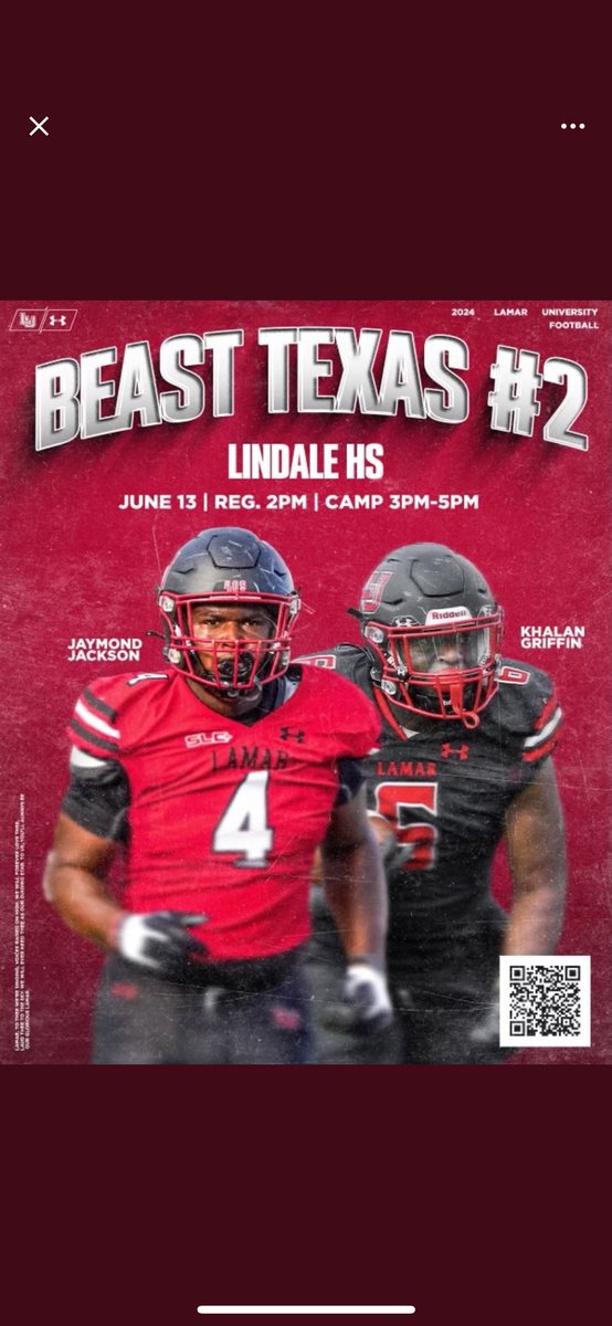 Danielnorrelltx's tweet image. i will be at Lindale high school on june 13
@LamarFootball