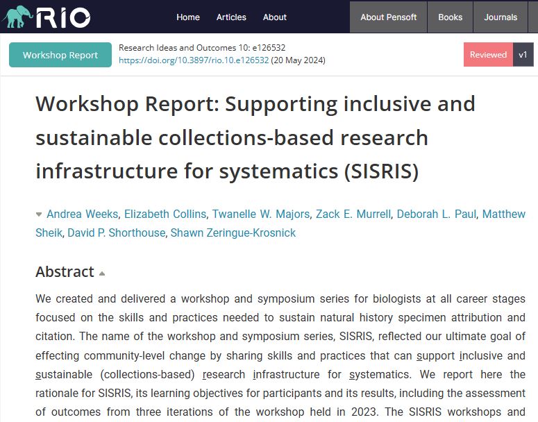 🗨️"The enthusiastic response to the #SISIRIS initiative indicates it tapped into a need within the community to learn, to share &amp; to discuss how people-#data facilitate #specimen-based #research."

🔓Workshop report: doi.org/10.3897/rio.10…
#biodiversity #systematics #taxonomy