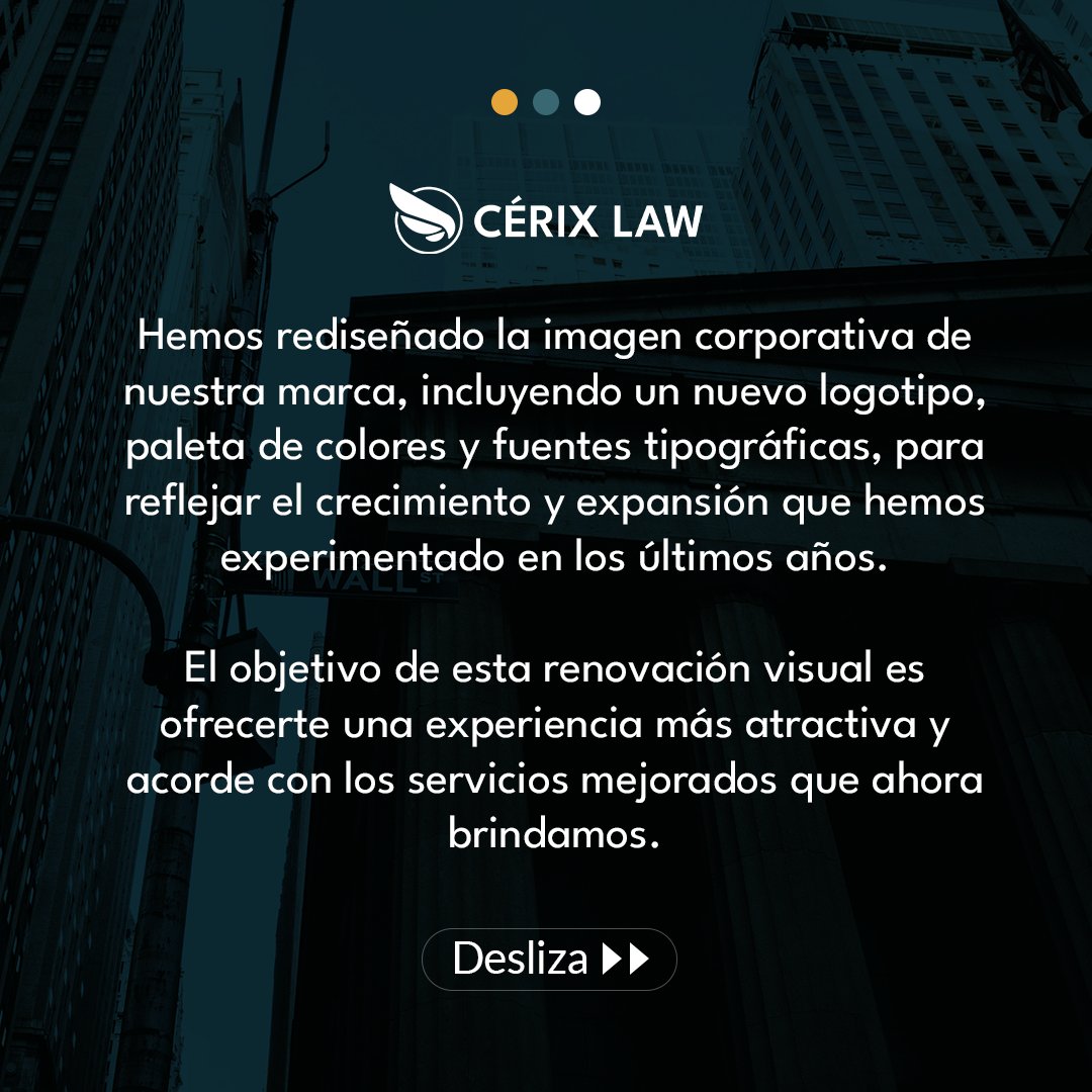cerixlaw's tweet photo. ¡Presentamos la nueva imagen de Cerix Law! 🌟

Estamos emocionados de compartir con ustedes la nueva imagen de Cerix Law. Nuestro compromiso de brindar servicios legales de calidad se refleja ahora en una identidad visual renovada y moderna. 🚀

#CerixLaw #NuevaImagen #Abogados https://t.co/E9gm3xJXEP