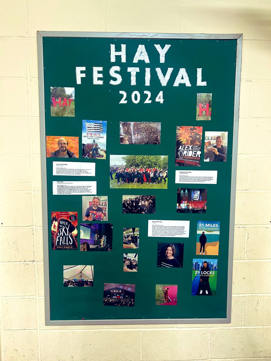 Y9 had a fantastic day at the Hay Festival before half term! They enjoyed talks from Phil Earle, Anthony Horowitz, Aneirin Karadog and Nicola Garrard and had a wonderful time enjoying the stalls, stands and bookshops. Check out our new Hay Festival display in school! 👏🏻📚