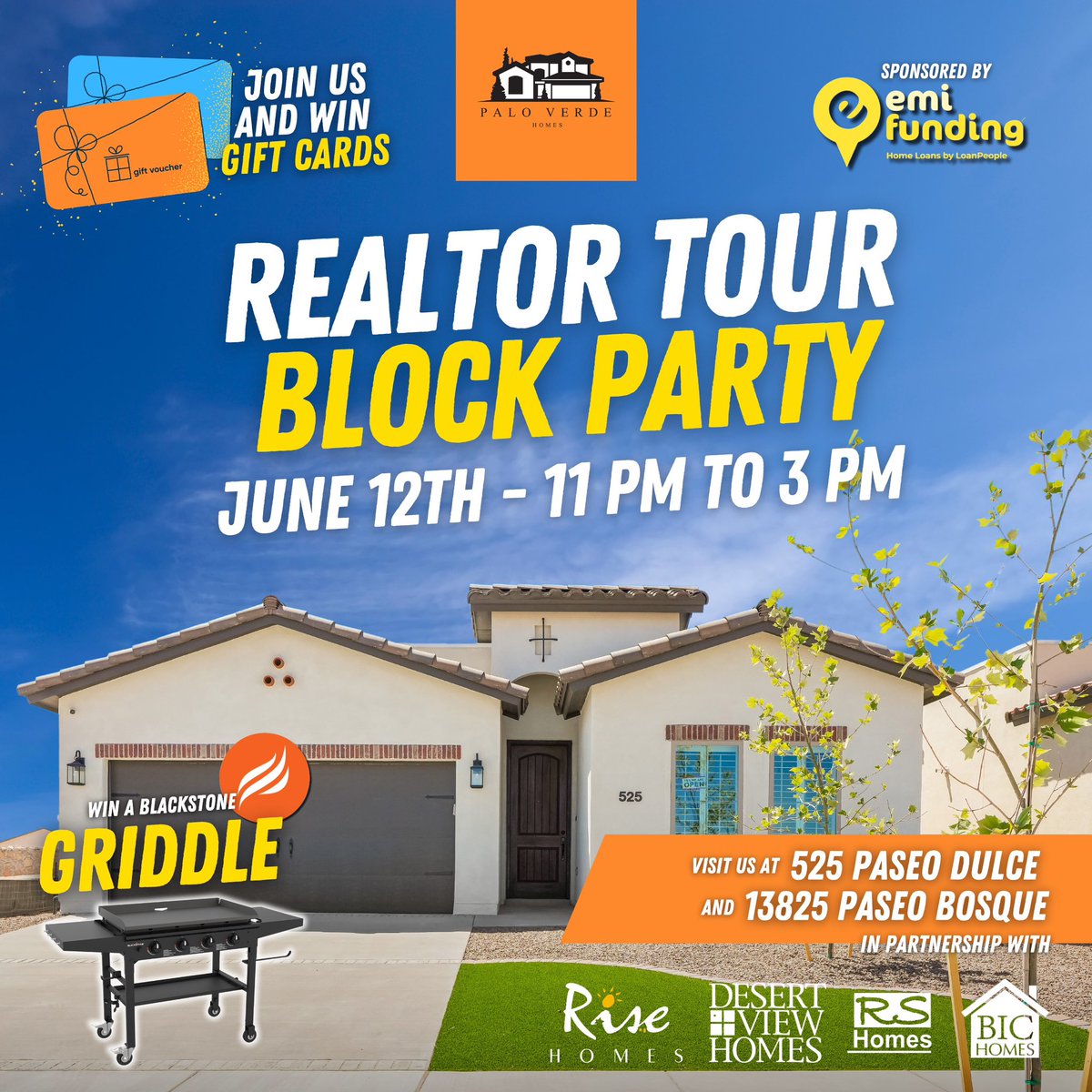 paloverdehome's tweet photo. Join us June 12th from 11AM to 3PM! Call ClearView Realty at 915.996.5972 for more details. #pvh1 #paLOVErde #MASpaLOVErde #OGLove #17YearsInBusiness #VOTEDBestBuilder2023 
#BestOfTheBorder2023 #CityMagazineBuilderOfTheYear2023
#VOTEDBuilderOfTheYear8Times https://t.co/VAj4hKWIF4 https://t.co/7YdYeg8xNK