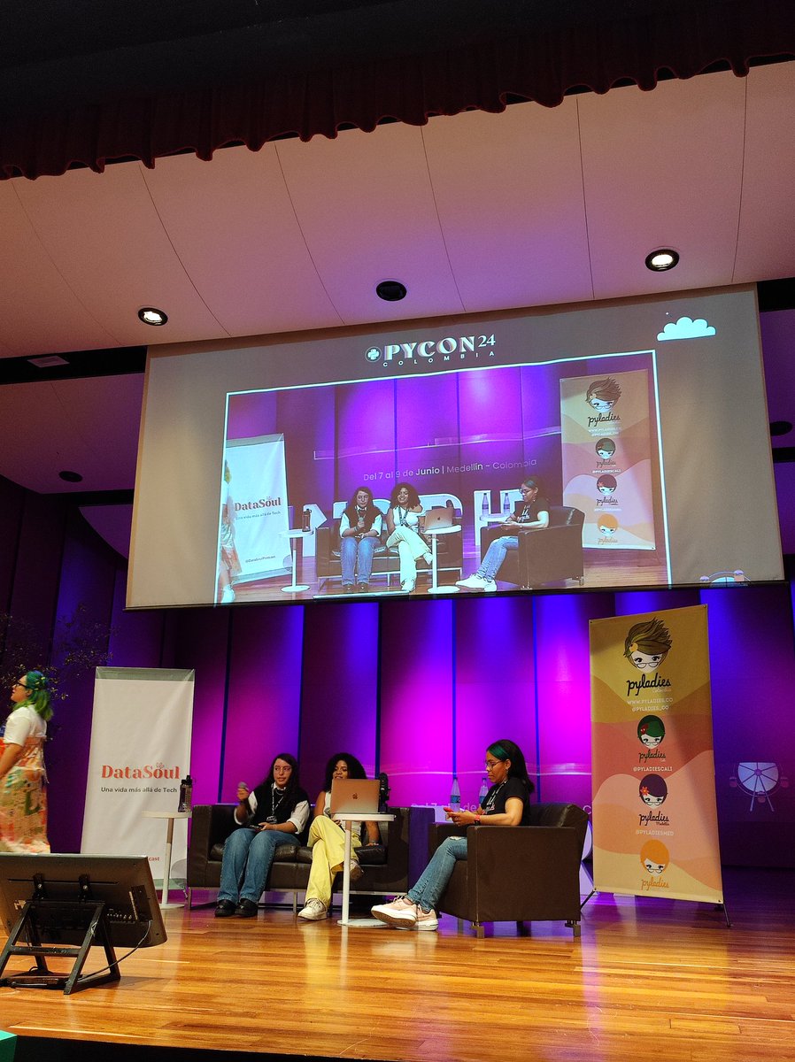 Thanks to <a href="/pyconcolombia/">PyCon Colombia</a> for an extraordinary event! Exceptional talks and workshops. Special mention to <a href="/pyladies_co/">PyLadies Colombia 🇨🇴</a> for the first women's panel, <a href="/dennyperez18/">Denny Perez</a> for sharing about the PSF, and #datasoulpodcast for the live episode. 👏🏽👩🏽‍💻
@LauraLpezB @ValeArizaG <a href="/Psolenny/">Solenny Peralta</a>