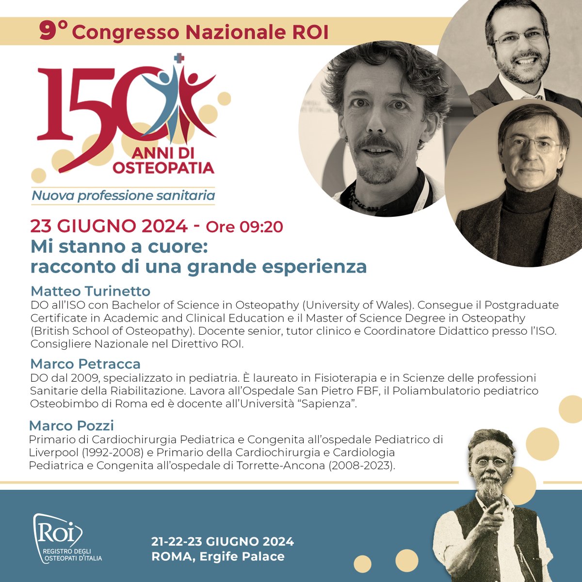 La seconda giornata del #CongressoROI2024 è dedicata ai progetti ROI: parleremo di #CronOs2024 e di Opera2 con <a href="/82Pietrantonio/">Luca Di Pietrantonio</a> e <a href="/CerritelliF/">Francesco Cerritelli</a> e del progetto di volontariato all’estero #MiStannoAcuore insieme a <a href="/marcopetracca/">Marco Petracca</a>, <a href="/matteoturinetto/">matteoturinetto</a> e Marco Pozzi>registro-osteopati-italia.com/programma-cong…