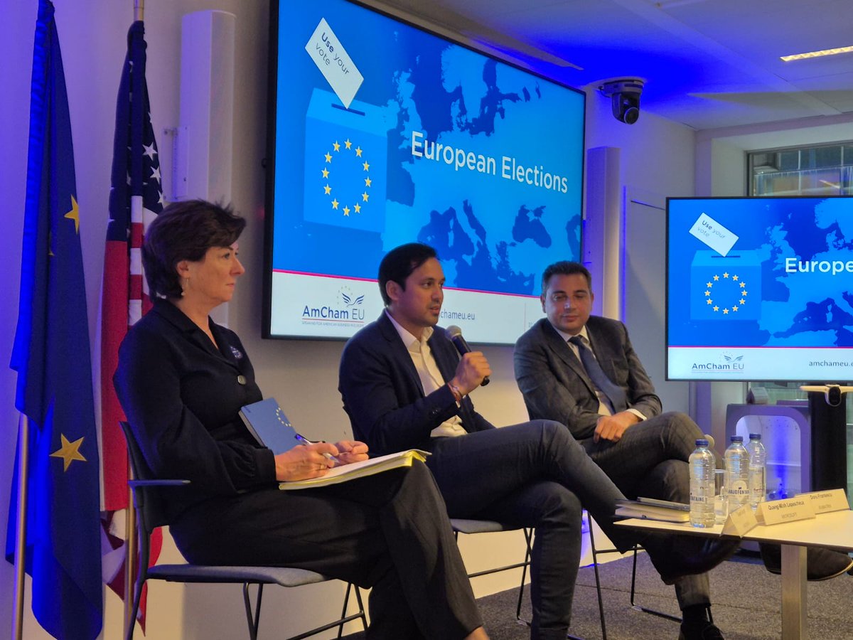 AmCham EU (@amchameu) on Twitter photo The elections are over but the work has only just begun 💪
Thanks to <a href="/dorufrantescu/">Doru Peter Frantescu</a>, <a href="/QuangMinhL/">Quang-Minh Lepescheux</a> and <a href="/AmChamEU_SDA/">Susan Danger</a>, for sharing their insights and perspectives on the results 🗳️ The elections are over but the work has only just begun 💪
Thanks to <a href="/dorufrantescu/">Doru Peter Frantescu</a>, <a href="/QuangMinhL/">Quang-Minh Lepescheux</a> and <a href="/AmChamEU_SDA/">Susan Danger</a>, for sharing their insights and perspectives on the results 🗳️