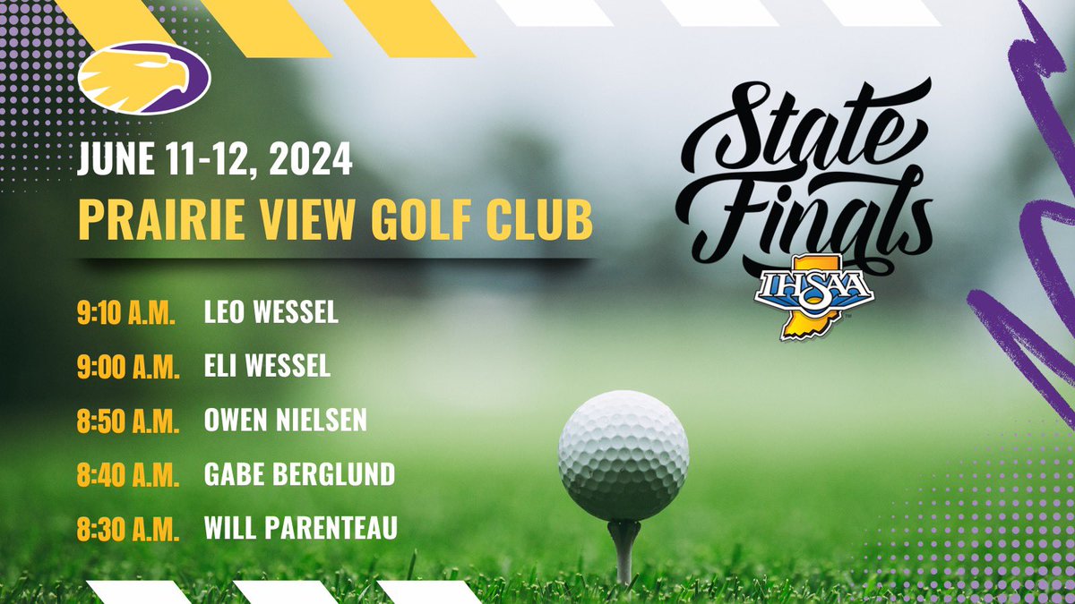 GuerinBoysGolf's tweet photo. Tee times for tomorrow’s State Finals Round 1!  Let’s gooooo ⛳️🦅 https://t.co/nL4cFSclu1