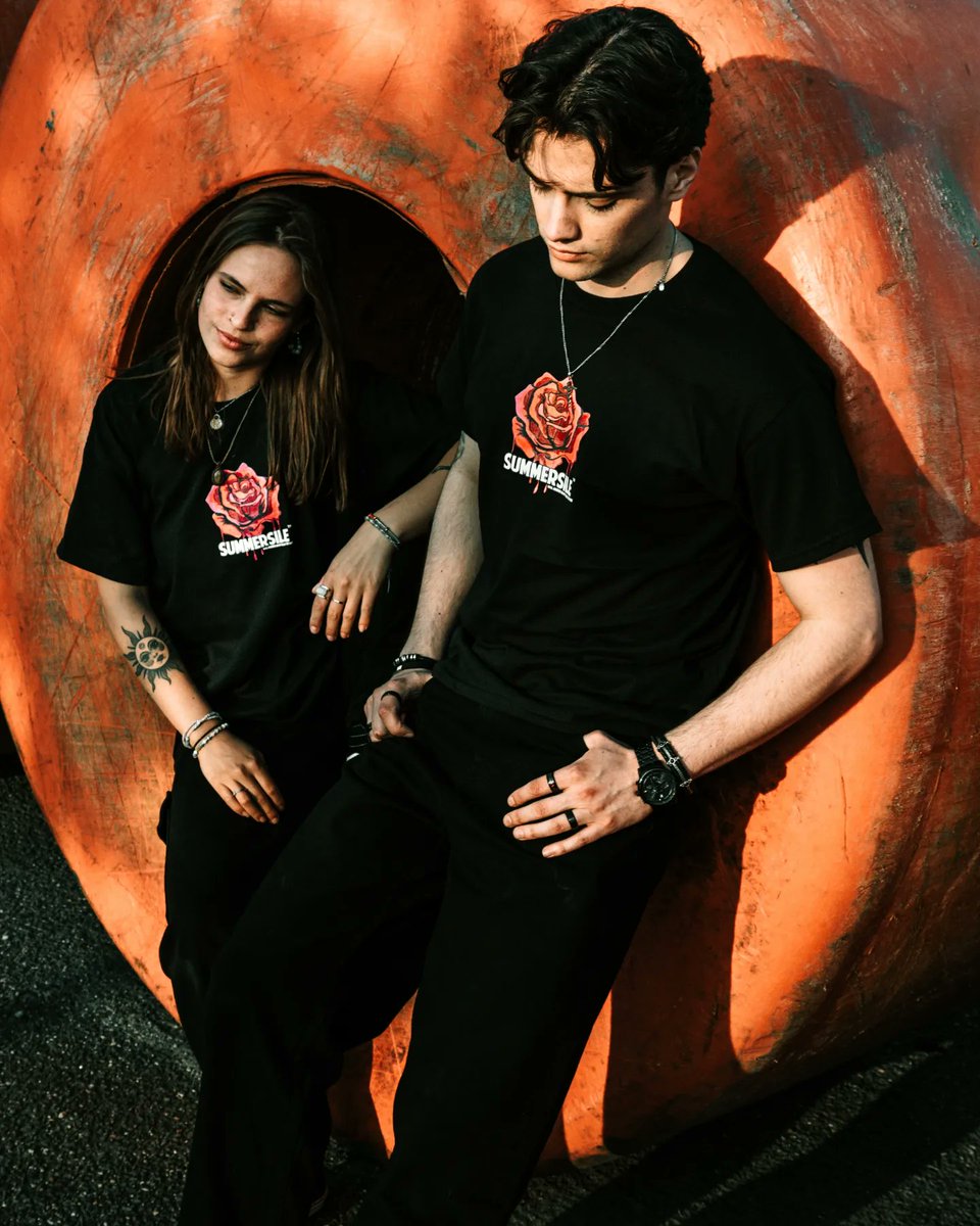 smmrsle's tweet photo. LADIES AND GENTLEMEN - OUR FIRST MERCH T-SHIRT LINE IS OUT NOW!

AVAILABLE AT OUR SHOWS. 

ALSO, KEEP AN EYE ON OUR SOCIALS THIS WEEK. 🥀

📸 @SebastiaanStam
M🧏‍♂️ @dominicmolmodeling (insta)
M🧏‍♀️ @samantha.stam (insta) https://t.co/YBl15fZUhh