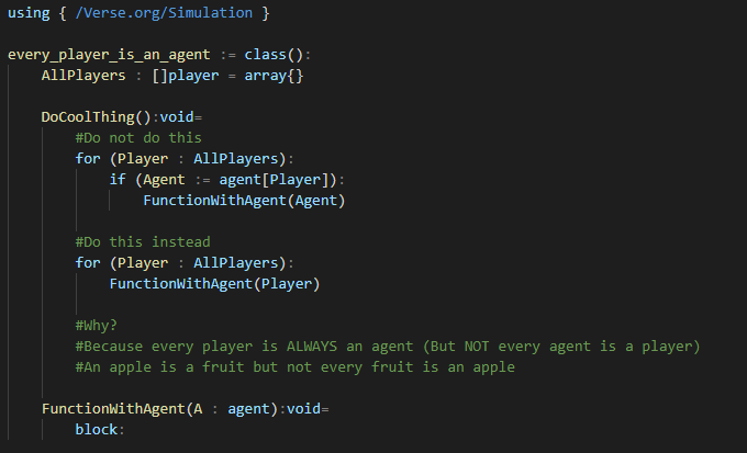 Often seeing code where players get converted to agents, but did you know you don't actually ever have to do that?

#Verse #Fortnite #UEFN