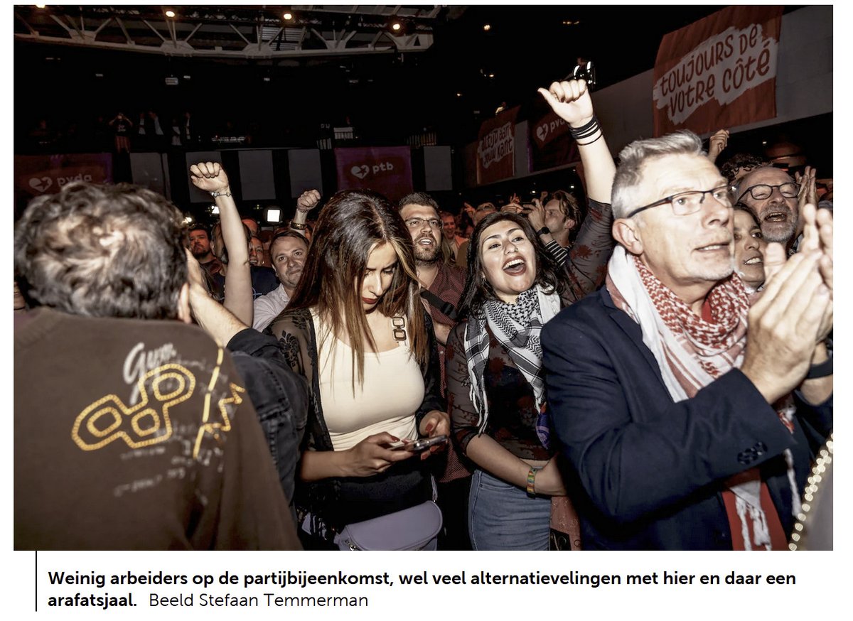 Hey <a href="/demorgen/">De Morgen</a>,

Op deze foto zie je <a href="/RudiKennes/">Rudi Kennes MEP 🔻✊🏻</a>, voormalig arbeider en syndicalist bij Opel Antwerpen die nu Europees parlementslid wordt, inderdaad met een Palestijnse sjaal. 

Overigens is de werkende klasse geen grijze massa zonder diversiteit of 'alternatievelingen'.