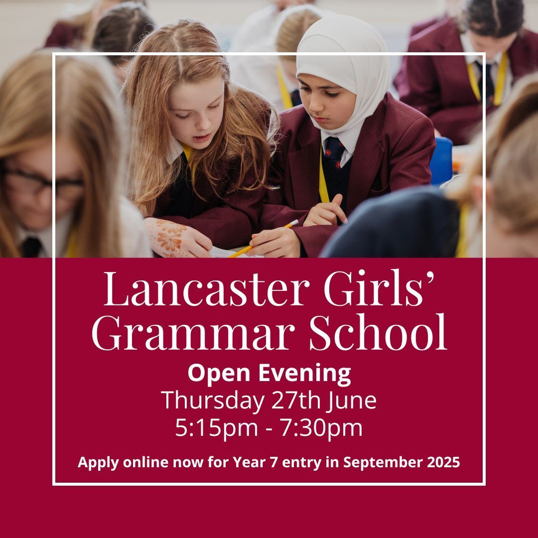LancasterGirls's tweet image. On Thursday 27th June, our school is hosting an open evening for Y7 entry in September 2025. For more information, or to register online for the 11+ entrance test, please follow this link to the admissions page of our website: lggs.org.uk/admissions/yea…