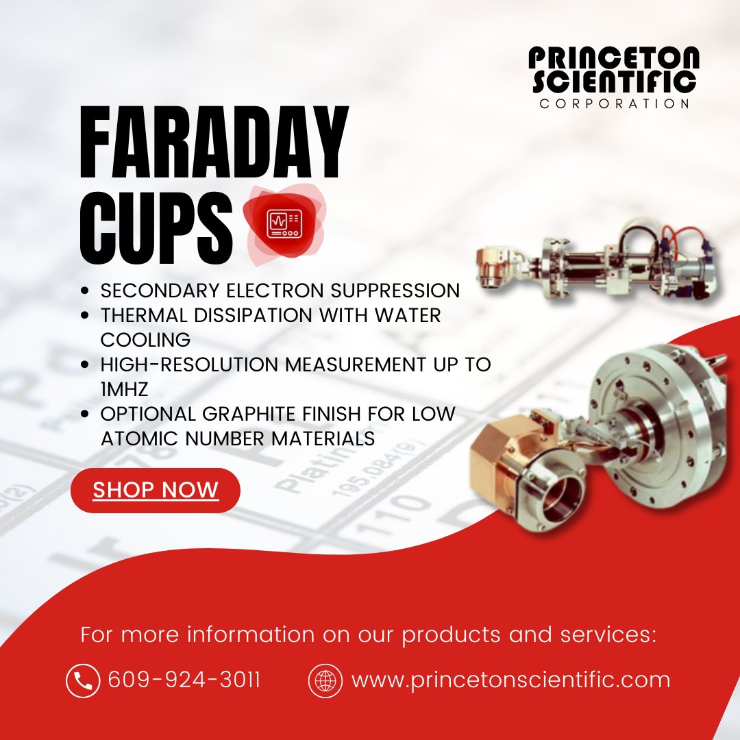 Princeton_Sci's tweet image. Optimize your particle detection with Princeton Scientific&apos;s Faraday Cups! Precision instruments for accurate charge collection and measurement in various applications. Learn more: 
princetonscientific.com/particle-beam-… #ParticleDetection #FaradayCups #PrincetonScientific