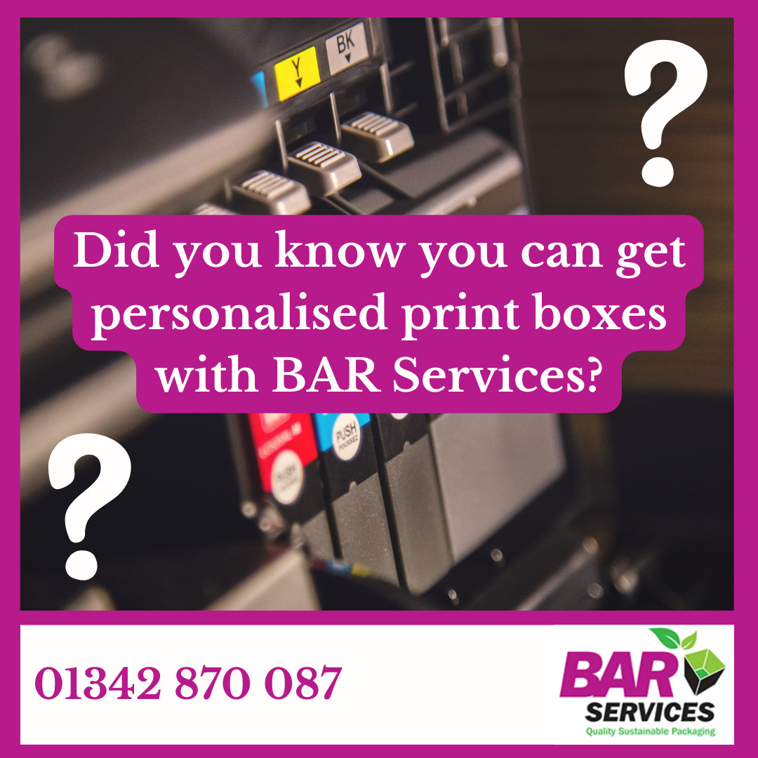 BARServicesLtd's tweet image. Stand out from the competition and showcase your unique identity with every package. Contact us today for a quote on 01342 870087.✨

#PrintBoxes #Personalised #Packing