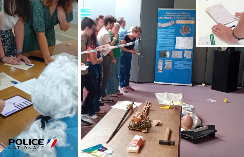 PoliceNat10's tweet photo. #Police 
La semaine passée, 2 élèves organisaient une soirée "ArchiCrime" @archivesaube.
Présence de 50 personnes afin de trouver les indices... et de résoudre l' énigme.
@PoliceNat10 https://t.co/CwbIhocVBw