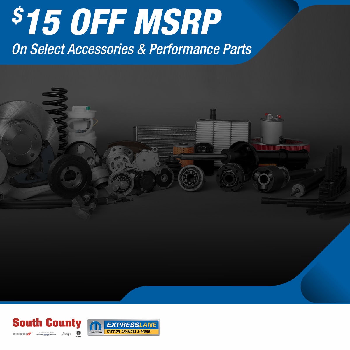 SouthCountyDCJR's tweet photo. Upgrade your ride and save! 🙌 Book your #service appointment with us on our website and get $15 off MSRP on select accessories and performance parts. 🚙 👀 https://t.co/19OQf3jVtp